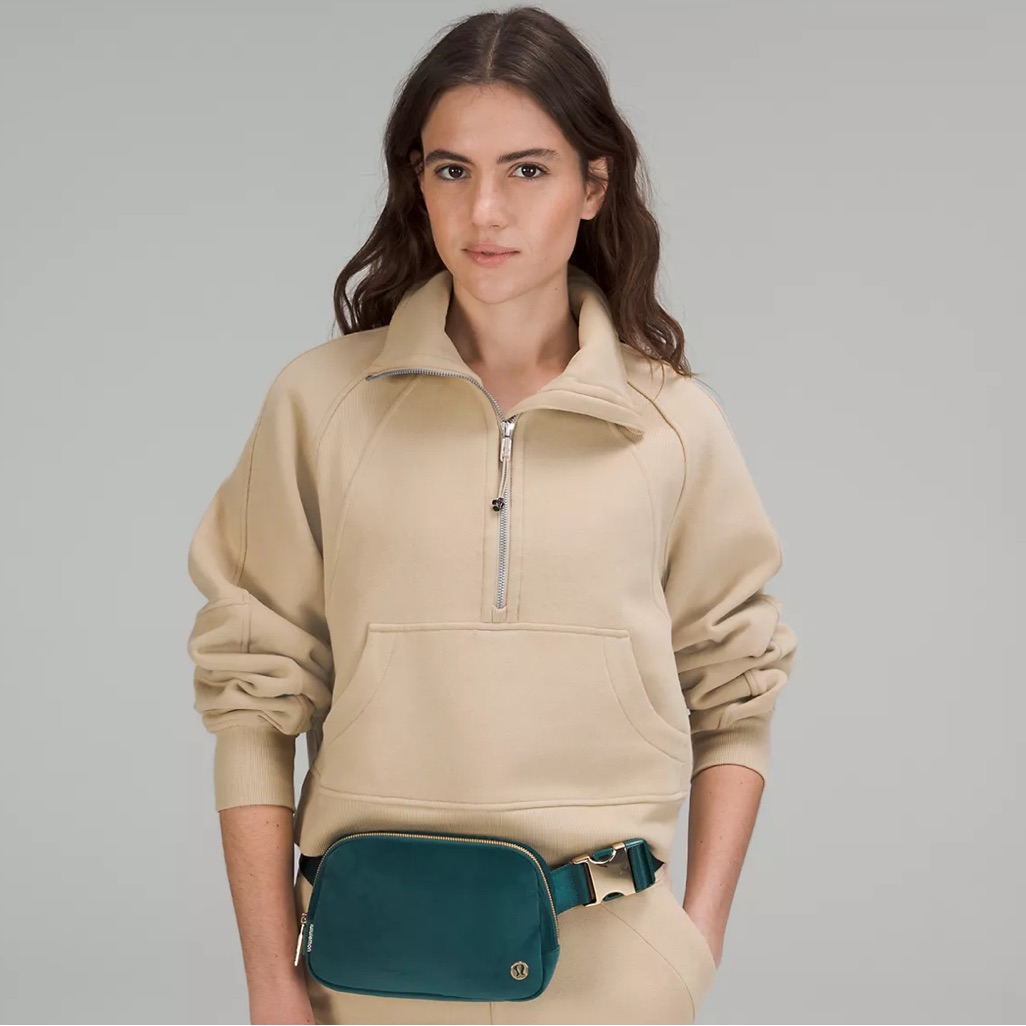 Lululemon Everywhere Belt Bag Velour Green Jasper & Gold Crossbody Bag Nwt Ebb